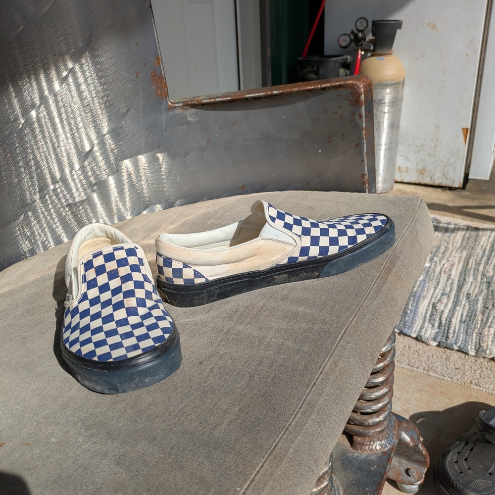 Vans Blue and White Checkerboard Slip-ons - Picture 3 of 6